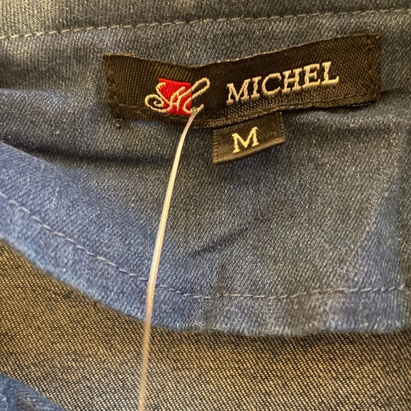 Michel Fashion Woman’s Denim Jacket Size Medium NWT White Contrast Light Cropped - Picture 6 of 9